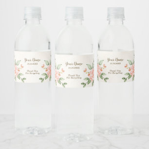 Étiquette Pour Bouteilles D'eau Fleurs blanches à l'aquarelle de fête élégante