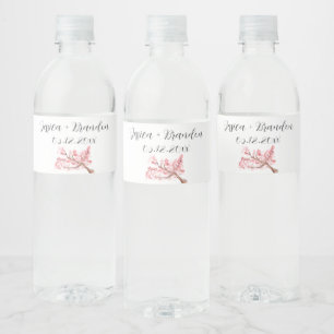 Étiquette Pour Bouteilles D'eau Fleurs d'aquarelle en fleurs de cerisier Mariage f