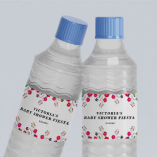 Étiquette Pour Bouteilles D'eau Fleurs mexicaines Baby shower Fiesta