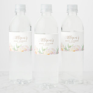 Étiquette Pour Bouteilles D'eau Fleurs Pastel Élégantes   Baby shower personnalisé
