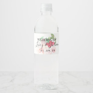 Étiquette Pour Bouteilles D'eau Fleurs peintes à l'aquarelle Mariage romantique