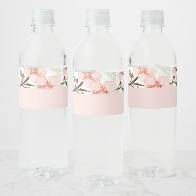 Étiquette Pour Bouteilles D'eau Fleurs roses (Bouteilles)