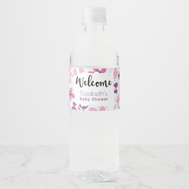 Étiquette Pour Bouteilles D'eau Fleurs roses mignonnes Baby shower Whimsical (Devant)