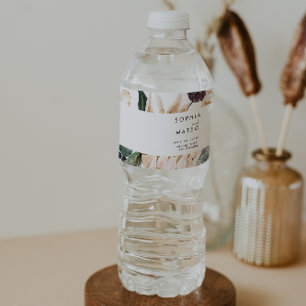 Étiquette Pour Bouteilles D'eau Floral blanc