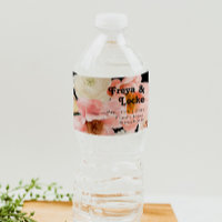 Floral coloré gras | Étiquette de bouteille d'eau 