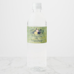 Étiquette Pour Bouteilles D'eau Floral d'émeraude rustique