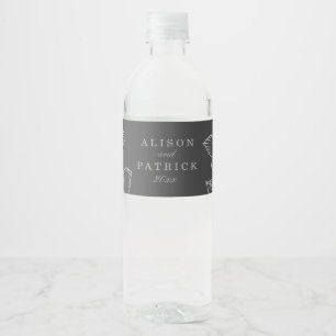 Étiquette Pour Bouteilles D'eau Floral gris