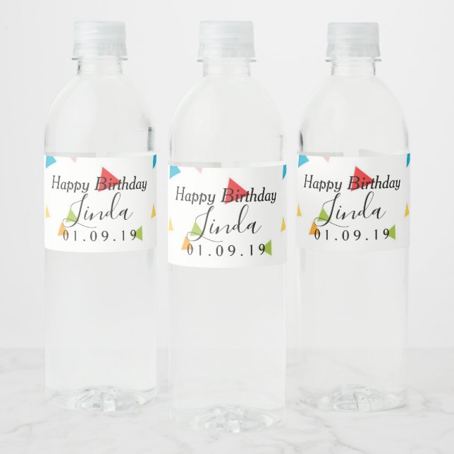 Étiquette Pour Bouteilles D'eau Formes Confetti Fête de l'Anniversaire (Bouteilles)