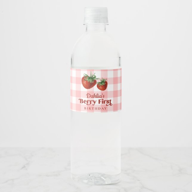 Étiquette Pour Bouteilles D'eau Fraise 1er anniversaire Berry Premier anniversaire (Devant)