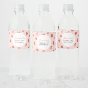 Étiquette Pour Bouteilles D'eau Fraise rose fête d'anniversaire