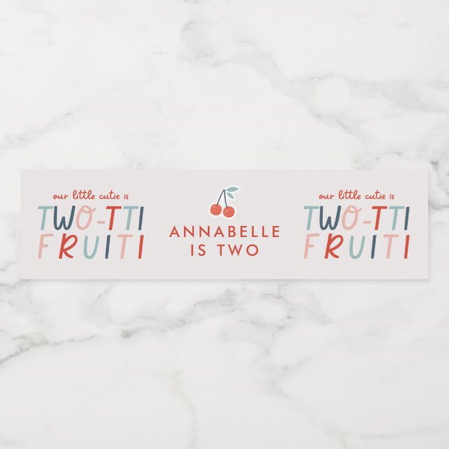 Étiquette Pour Bouteilles D'eau Fruit de 2e anniversaire rouge été fête des enfant (Étiquettes simples)