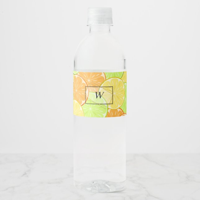 Étiquette Pour Bouteilles D'eau Fruits de citron vert orange (Devant)
