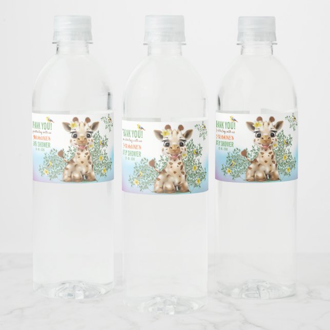 Étiquette Pour Bouteilles D'eau Giraffe Safari (Bouteilles)