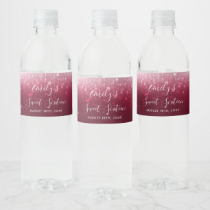 Étiquette Pour Bouteilles D'eau Glam Burgundy Sweet 16