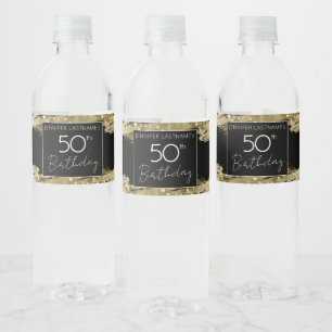 Étiquette Pour Bouteilles D'eau Gold 50th Birthday Party
