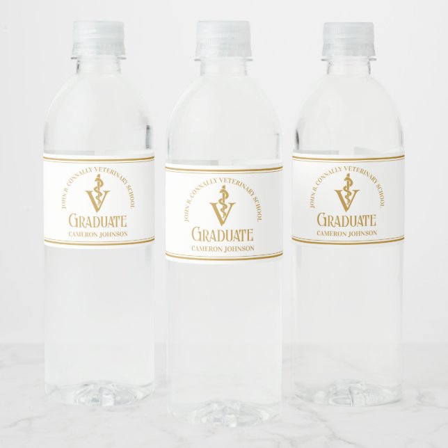 Étiquette Pour Bouteilles D'eau Gold Veterinary School Custom Graduation Party (Bouteilles)