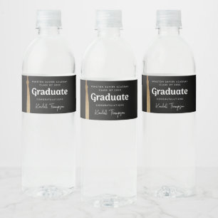 Étiquette Pour Bouteilles D'eau Grad casquette or tassel Graduate personnalisée