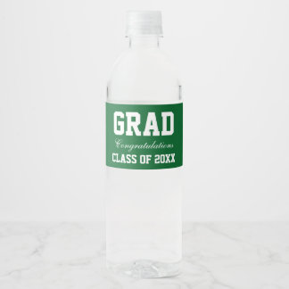 Étiquette Pour Bouteilles D'eau Graduation Party Bouteille d'eau Étiquette Vert