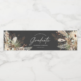 Étiquette Pour Bouteilles D'eau Gradué faveur pampas eucalyptus noir moderne
