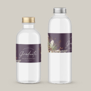 Étiquette Pour Bouteilles D'eau Gradué faveur pampas eucalyptus violet moderne