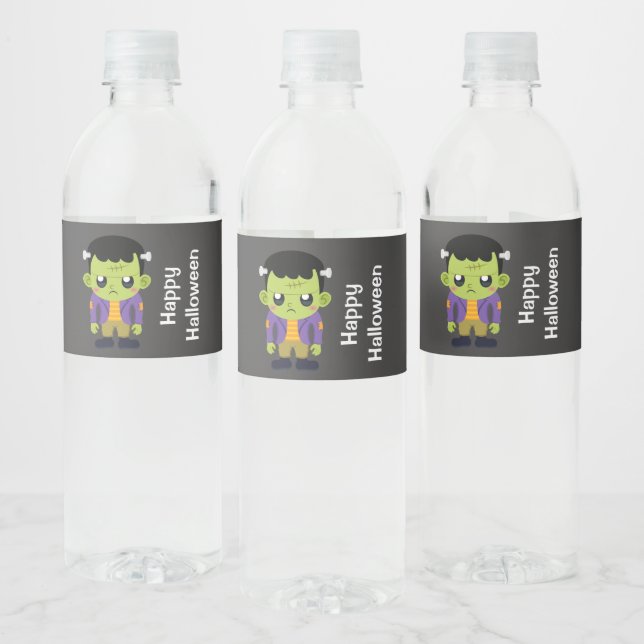 Étiquette Pour Bouteilles D'eau Green Frankenstein Monster Happy Halloween (Bouteilles)