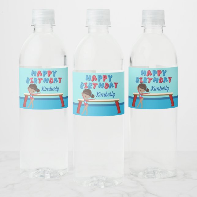 Étiquette Pour Bouteilles D'eau Gymnastique African American Girl Birthday Party (Bouteilles)