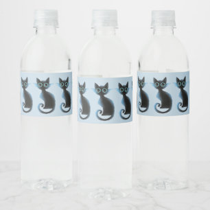 Étiquette Pour Bouteilles D'eau Halloween Big Eyes Black Blue Evil Chat