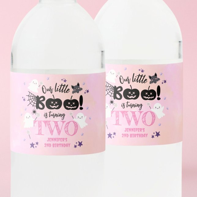 Étiquette Pour Bouteilles D'eau Halloween fête d'anniversaire rose fille mignonne  (Créateur téléchargé)