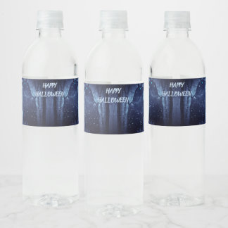 Étiquette Pour Bouteilles D'eau Halloween Party Corbeau noir Corbeau Forêt bleue