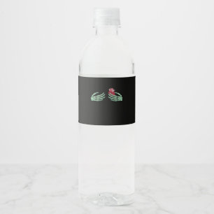 Étiquette Pour Bouteilles D'eau Halloween Squelette Mains Avec Coeur Classique