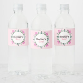 Étiquette Pour Bouteilles D'eau Happy Mother's Day  Pink Tulips
