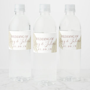 Étiquette Pour Bouteilles D'eau Herbe des Pampas Beige Mariage Bohème