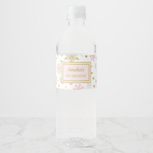Étiquette Pour Bouteilles D'eau Hiver Onederland Gold Rose Anniversaire Fête Faveu