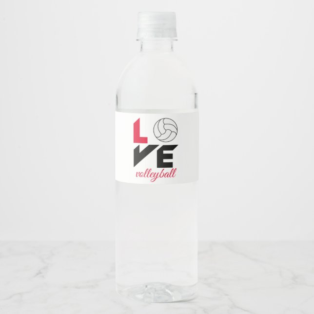 Étiquette Pour Bouteilles D'eau I Love volleyball (Devant)