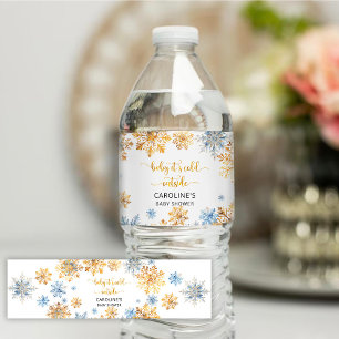 Étiquette Pour Bouteilles D'eau Il fait froid dehors Golden Snowflakes Baby