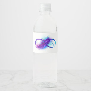 Étiquette Pour Bouteilles D'eau Infinity with purple feather