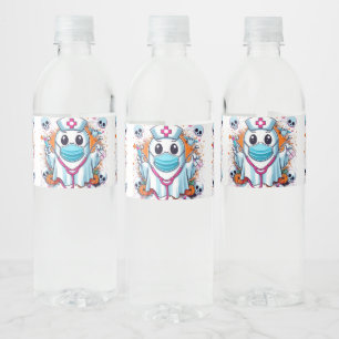 Étiquette Pour Bouteilles D'eau Infirmière fantôme avec seringues : Hallowe vibran
