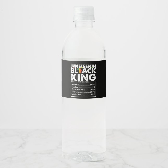 Étiquette Pour Bouteilles D'eau Informations nutritionnelles Juneteenth Black King (Devant)