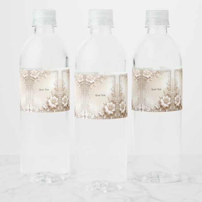 Étiquette Pour Bouteilles D'eau Ivory Flowers Water Bottle Label (Bouteilles)