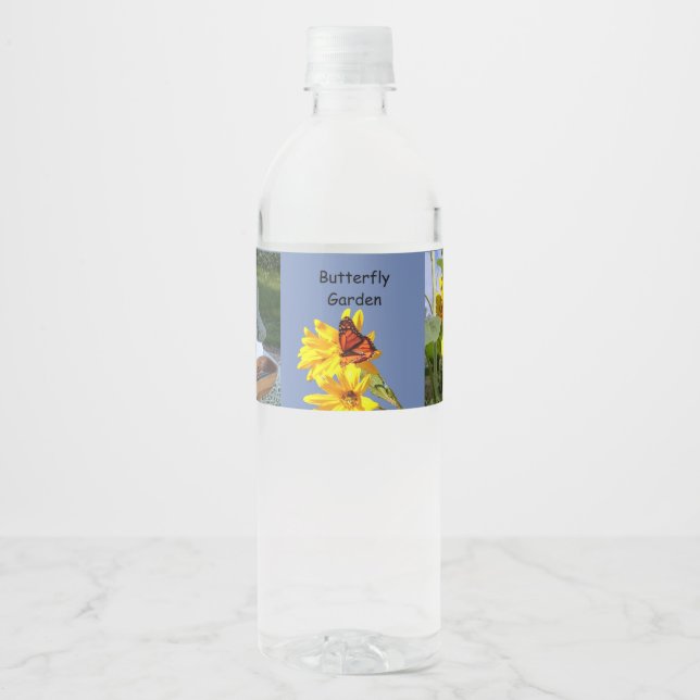 Étiquette Pour Bouteilles D'eau Jardin des papillons (Devant)