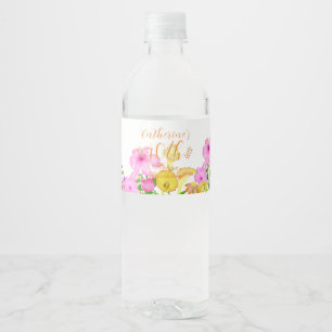 Étiquette Pour Bouteilles D'eau Jardin floral blanc