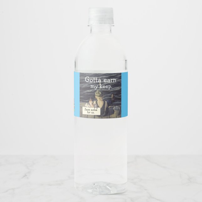 Étiquette Pour Bouteilles D'eau "Je Dois Gagner Mon Garçon" Pêcheur Garçon (Devant)