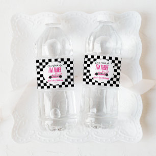 Étiquette Pour Bouteilles D'eau Je ne peux pas me rattraper Pink Race Car 3e fête 