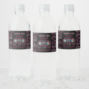 Étiquette Pour Bouteilles D'eau Jeu vidéo Neon Rose Girls Anniversaire