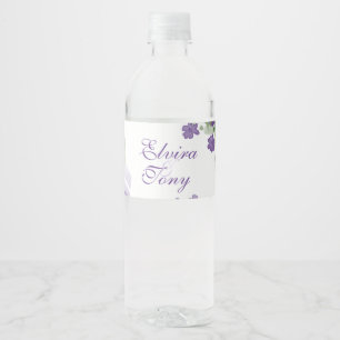 Étiquette Pour Bouteilles D'eau Joli Roses violets, Aquarelle Florale
