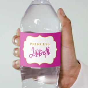 Étiquette Pour Bouteilles D'eau Jolie Princesse Élégante Fille Or Nom de Fée Vinta