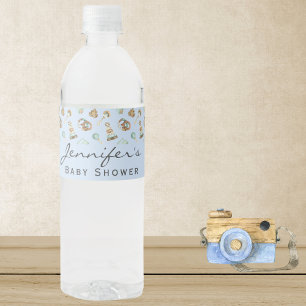 Étiquette Pour Bouteilles D'eau Jouets Vintages Baby shower Garçon Bleu
