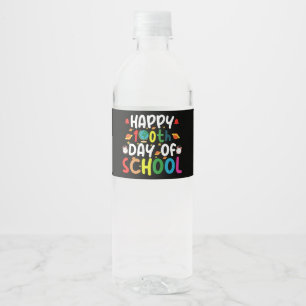Étiquette Pour Bouteilles D'eau Joyeux 100e Jour d'École Enseignant Élève