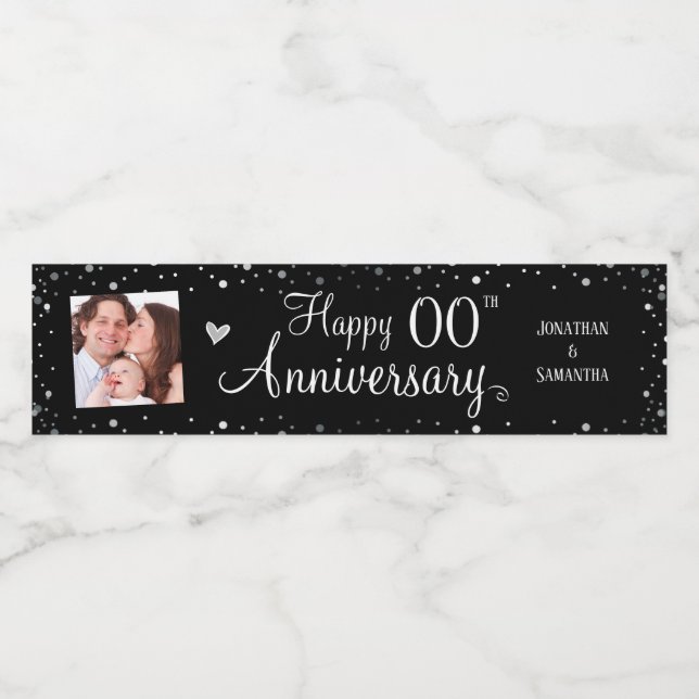 Étiquette Pour Bouteilles D'eau Joyeux anniversaire chaque année Confetti (Étiquettes simples)