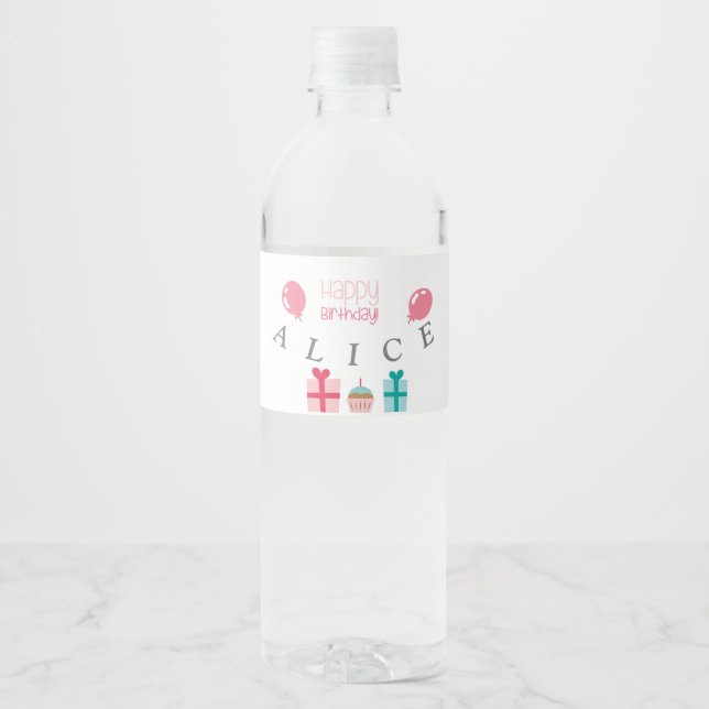 Étiquette Pour Bouteilles D'eau Joyeux anniversaire customisé (Devant)